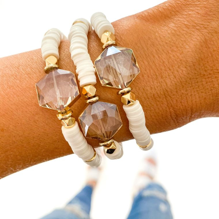 Crystal Heishi Bracelets